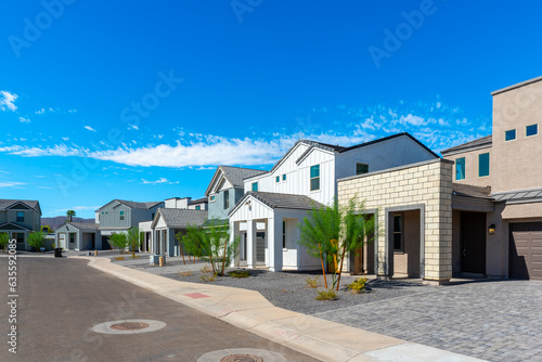 Newly built single-family homes in Arizona await buyers.