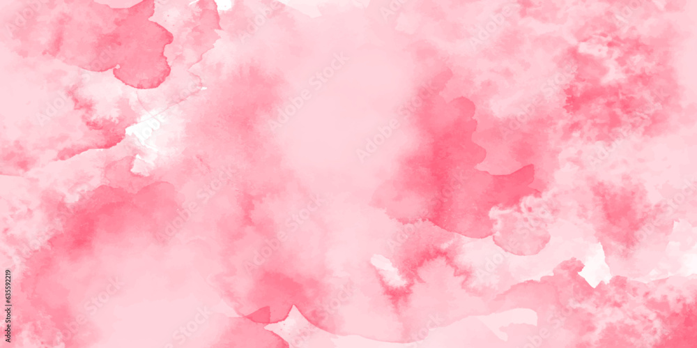 Pink sky with white clouds and blurred pattern background. Abstract watercolor red and white gradient background. Two-color gradient. Modern social media post background.