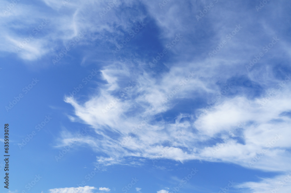 The sky with clouds. Blue sky and clouds. White clouds in the blue sky.