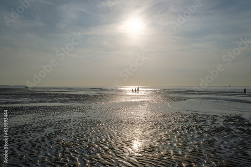 Backlight image of people on a beach