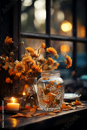 Warm and cozy autumn atmosphere  autumn themed background