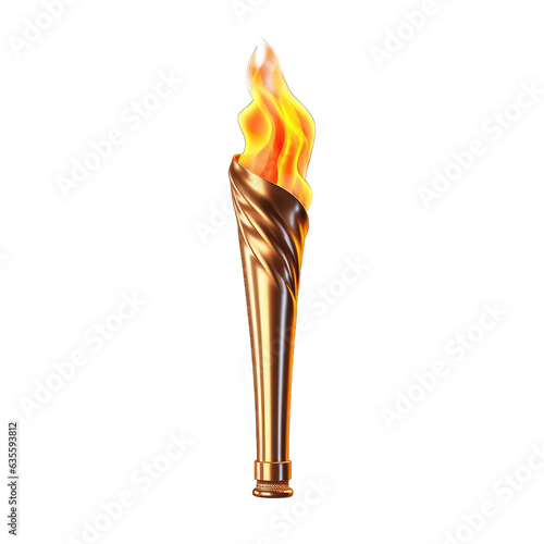 Torch with fire isolated on transparent background