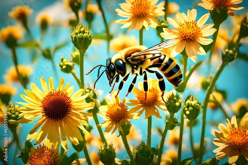 bee on a sunflower © Fatima