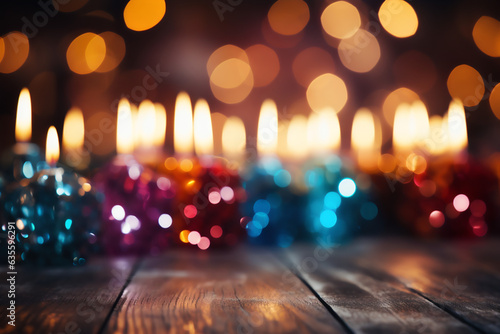 Little lights and candles with bokeh and blurred effect, Christmas mood