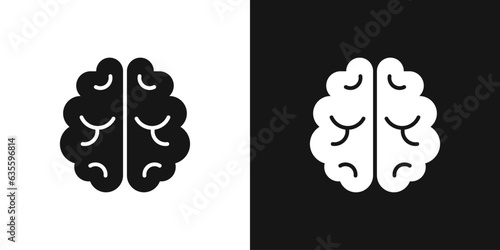 Human brain organ vector icon. Brain hemispheres, mind symbol