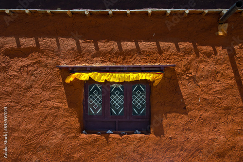 Tibetan Style Vintage Window of a Monastery in Nepal photo