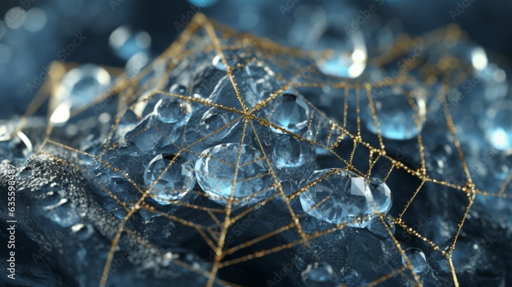 a crystalline spider web rendered in ultra high defini.Generative AI