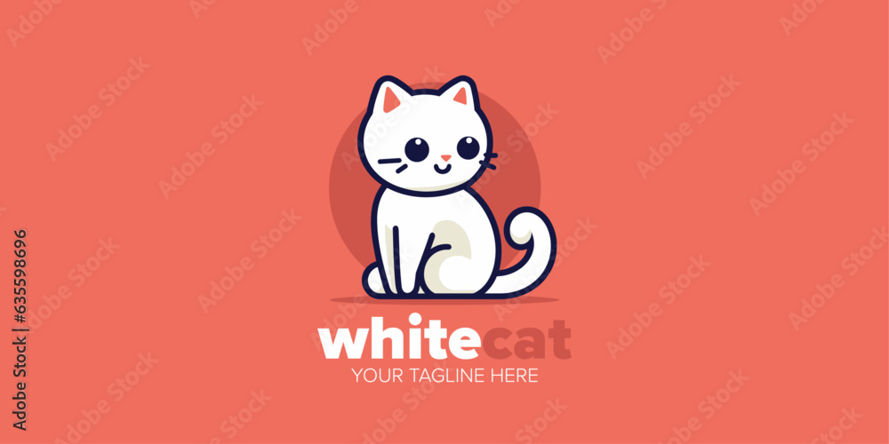 Adorable Hand-Drawn Illustration: Cute Kawaii White Cat Mascot Cartoon Logo Design Icon Character for Pet Store, Pet Shop, Toys, Food, and Every Imaginable Category of Business Adorable Hand-Drawn Illustration: Cute Kawaii White Cat Mascot Cartoon Logo Design Icon Character for Pet Store, Pet Shop, Toys, Food, and Every Imaginable Category of Business
