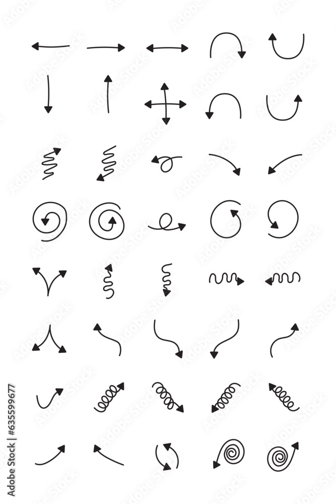 Elements of an infographic on an isolated background. A grouping of arrows. Design highlighters. Simple arrow drawn by hand. Line drawing. A collection of various signs. Elements of an infographic on an isolated background. A grouping of arrows. Design highlighters. Simple arrow drawn by hand. Line drawing. A collection of various signs.