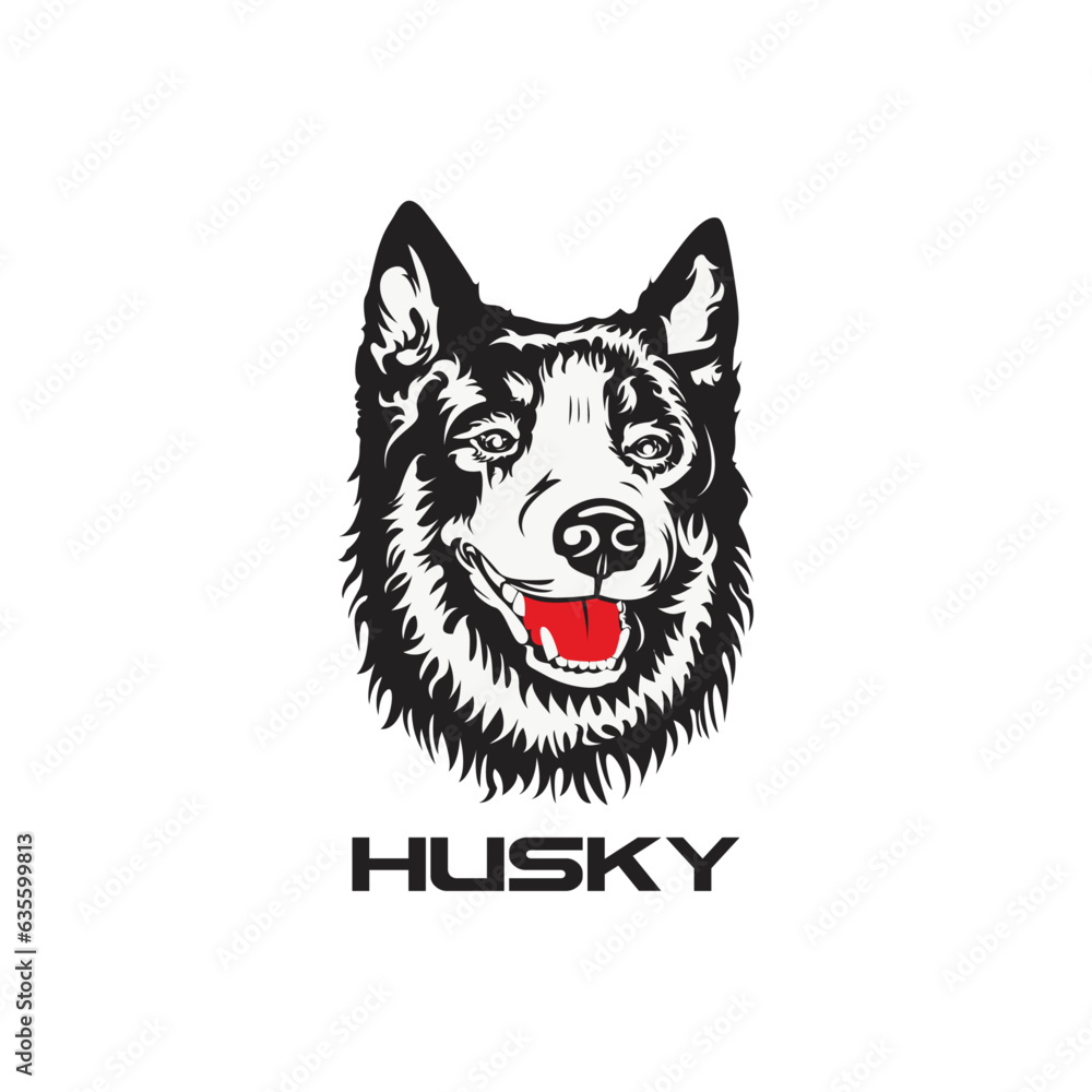Husky Dog Face Illustration