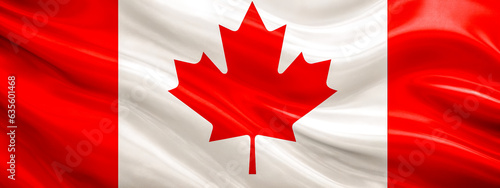 national Canadian flag in white and red colors, banner