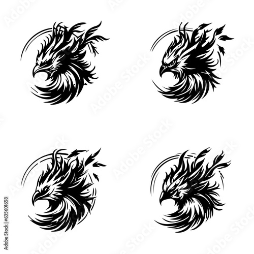 Vector Icon logo set featuring phoenix head