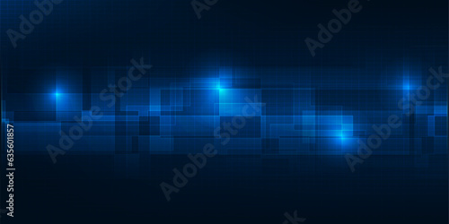 Vector illustration of futursitc grid line pattern with glowing dot on blue complex geometry optic planes.Digital innovation and technology concepts.