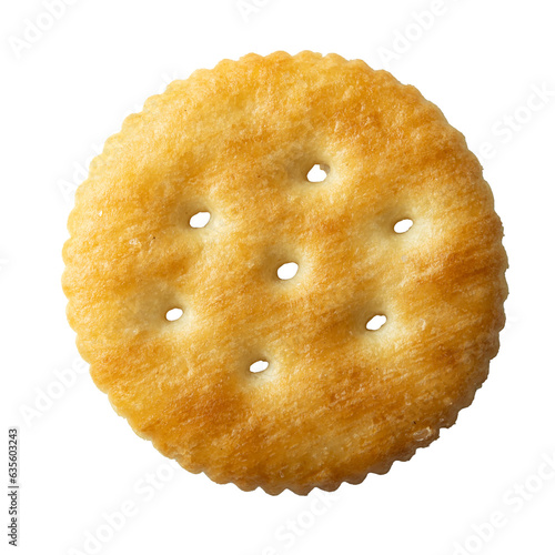 A piece of round salted cracker