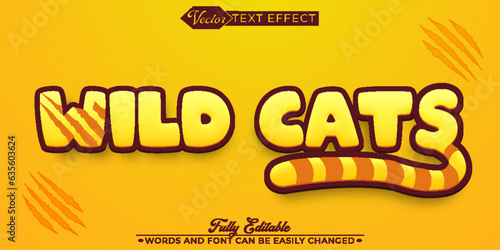 Cartoon Wild Cats Vector Editable Text Effect Template
