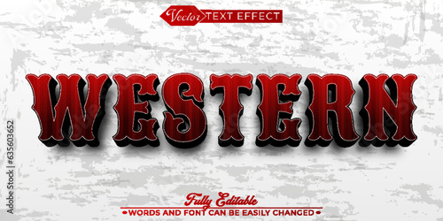 Red Cowboy Western Vector Editable Text Effect Template