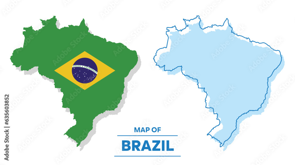 Vector Brazil flag map set simple flat illustration