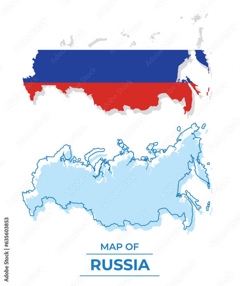 Obraz premium Vector Russia flag map set simple flat illustration