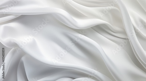 Waves of white satin fabric