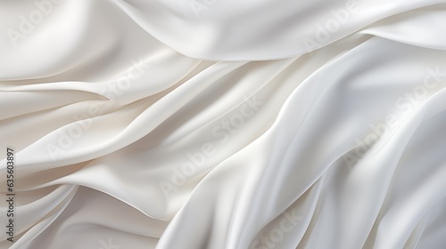 Waves of white satin fabric