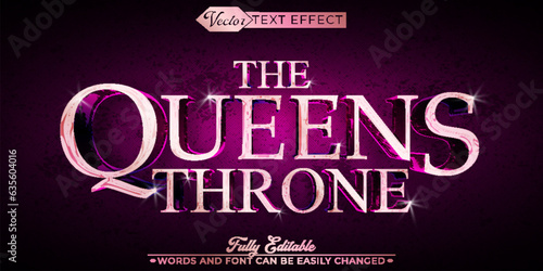 Luxury Elegant Shiny Purple The Queens Throne Vector Editable Text Effect Template