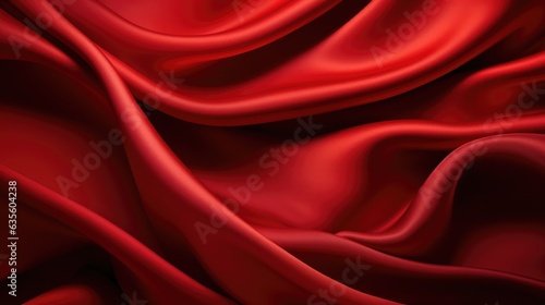  Waves of red satin fabric.