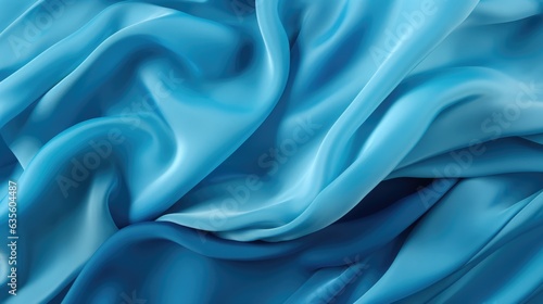 Waves of azure satin fabric