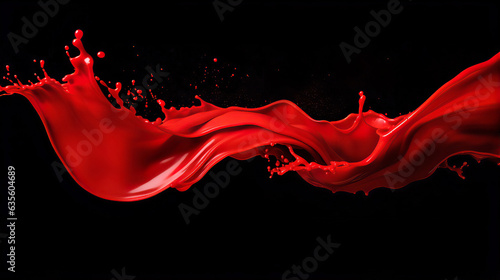 Red Paint Blood Fluid Liquid Splash Black Background