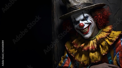 Un clown effrayant avec un chapeau, généré par IA