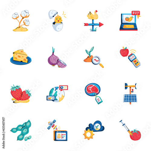 Bundle of Agriculture Life Flat Icons    
