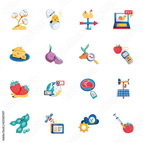 Bundle of Agriculture Life Flat Icons  

