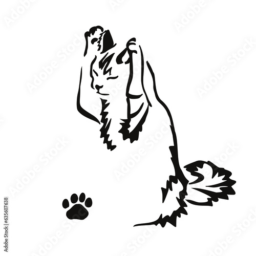 The kitten sits on its hind legs. Gestalt animal design
