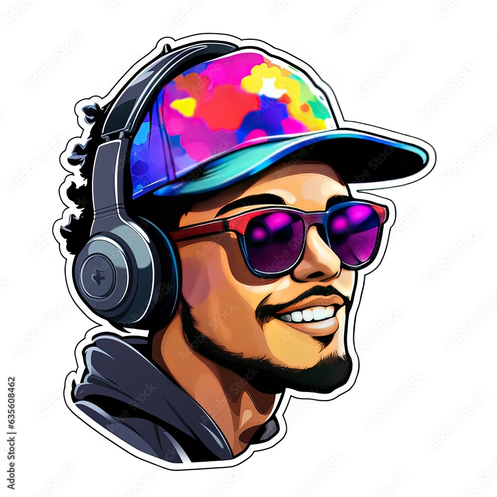 Colorful detailed sticker, brown latinx person illustration made with Generative AI Colorful detailed sticker, brown latinx person illustration made with Generative AI