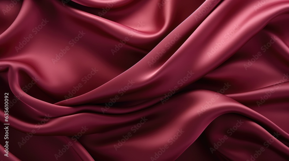 Waves of maroon satin fabric Waves of maroon satin fabric