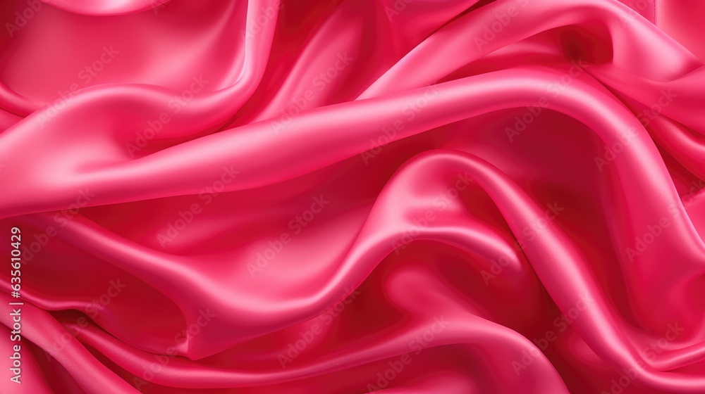 Obraz premium Waves of hot pink satin fabric