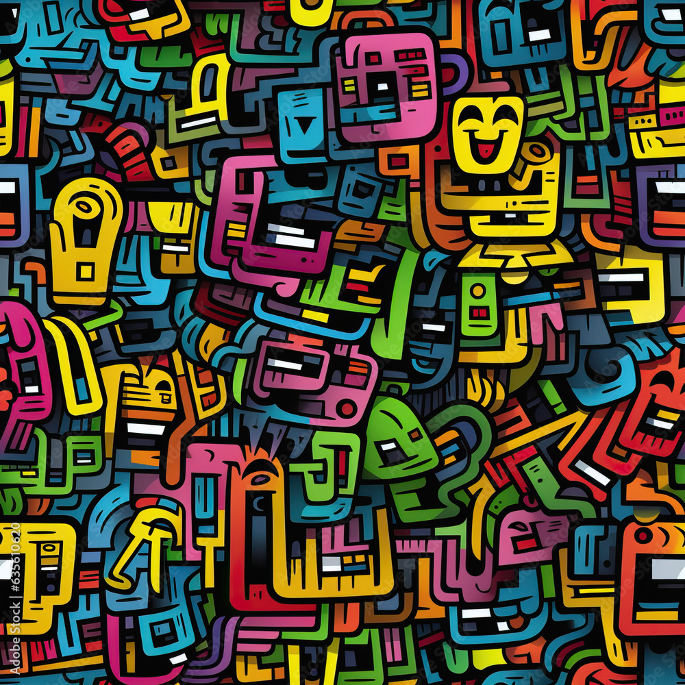 Funky doodles psychedelic repeat pattern