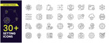 Simple Set of Settings Related stroke Line Icons. Contains such Icons as the Installation Wizard, design setting, coding setting Restore Options and more. Editable Stroke.