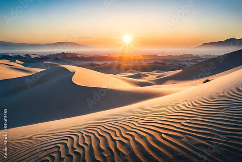 Sand dune  nature landscape with sun on the top