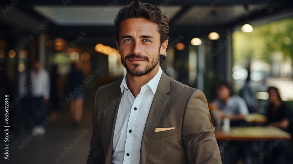 Workplace Grin: Suited Young Professional Smiling Brightly in His Office Workplace Grin: Suited Young Professional Smiling Brightly in His Office