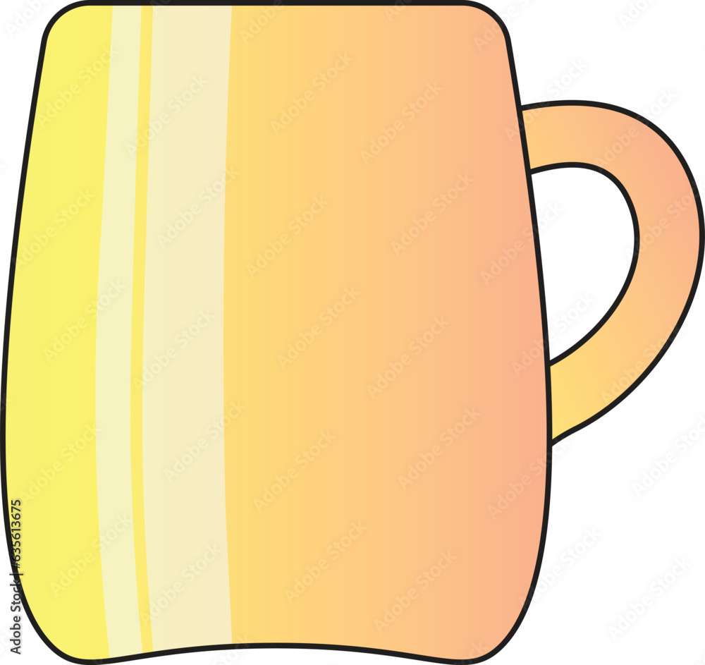 A beautiful and bright designed isolated yellow cup vector on white background