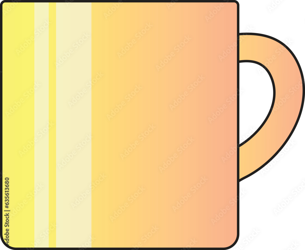 A beautiful and bright designed isolated yellow cup vector on white background