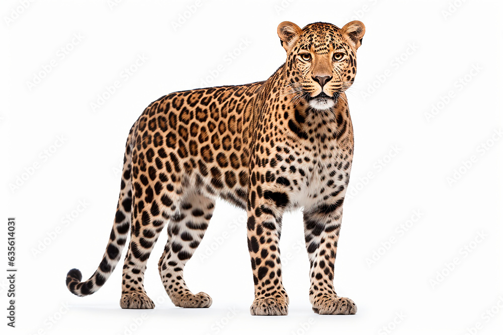 Jaguar isolated on white background. Animal right side portrait. Jaguar isolated on white background. Animal right side portrait.