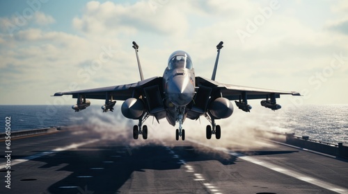 F 15 Fighter jet airplane taking off from the runway