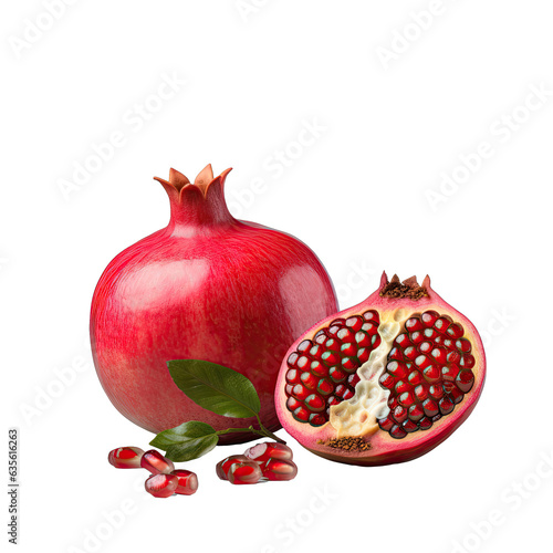 transparent background emphasizes single pomegranate