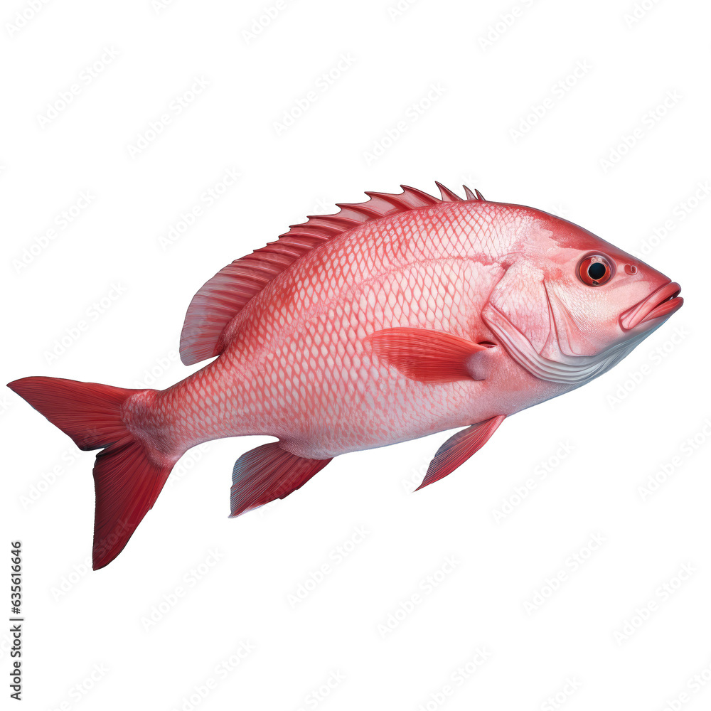 Obraz premium A single red snapper fish standing alone on a transparent background