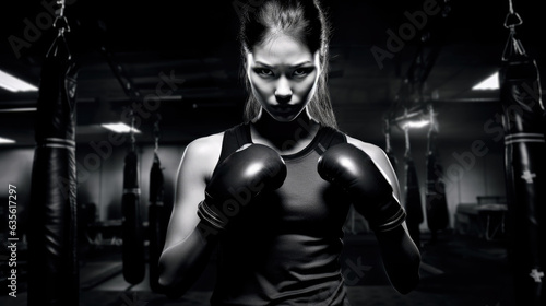 Close-up shot of woman doing boxing training in a modern gym.