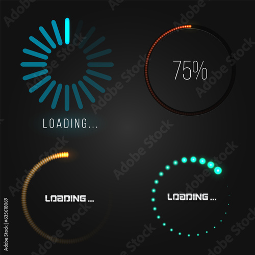 Progress loading icon. Downloading process. Concept technology. Vector illustration.