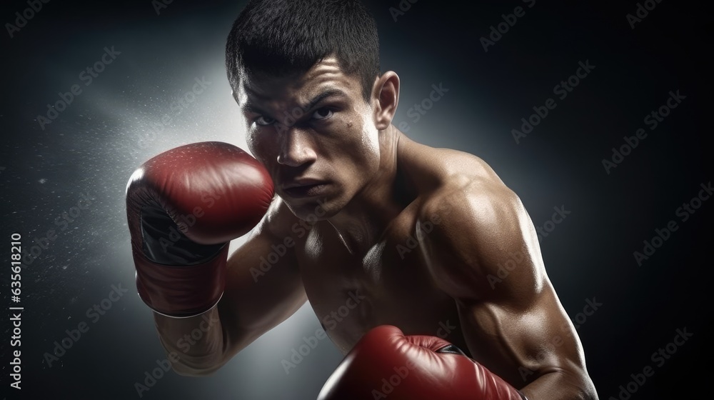 Close-up photo of young male boxer.