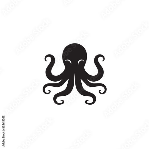 Octopus in cartoon  doodle style. 2d vector illustration in logo  icon style. Black and white
