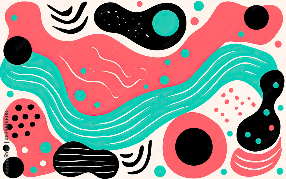 Risograph art with Retro colors and shapes for backgrounds, wall papers and prints.